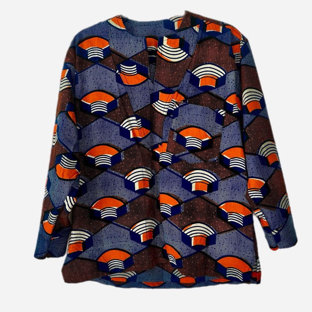 Unbranded custom African fabric print top ptp 22.5”